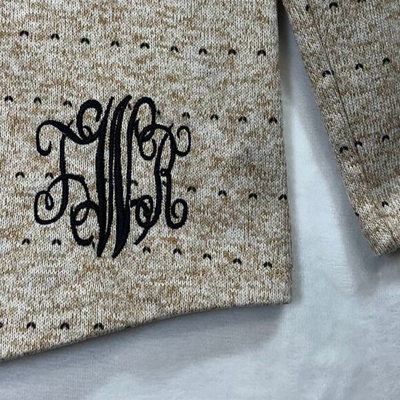 Marley Lilly Brown Large Pullover Sweatshirt Pattern Monogram Initial JWR Fall - Picture 12 of 12